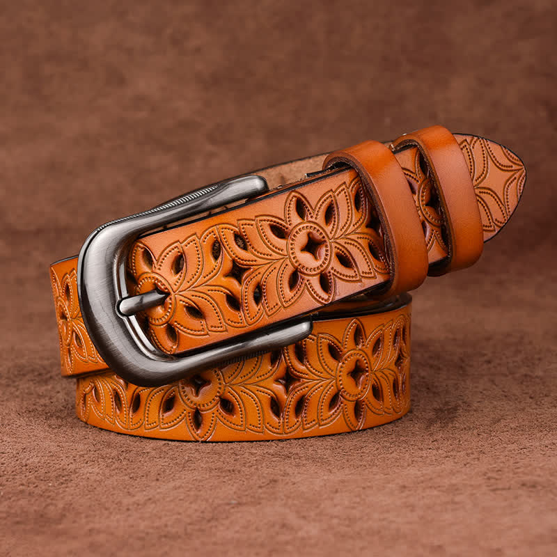 Ceinture en cuir ajourée pour femme, accessoire de mode exquis