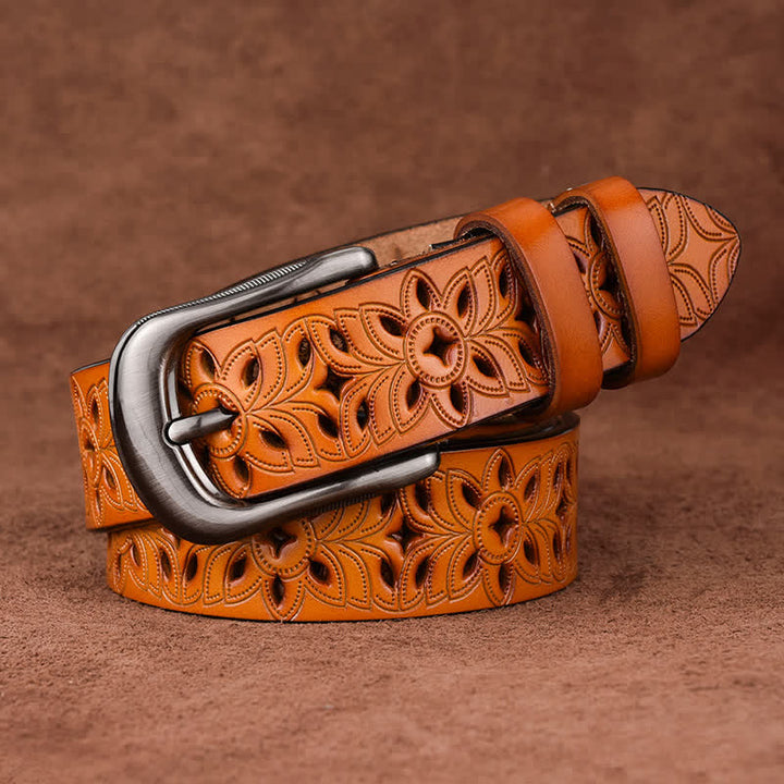 Ceinture en cuir ajourée pour femme, accessoire de mode exquis