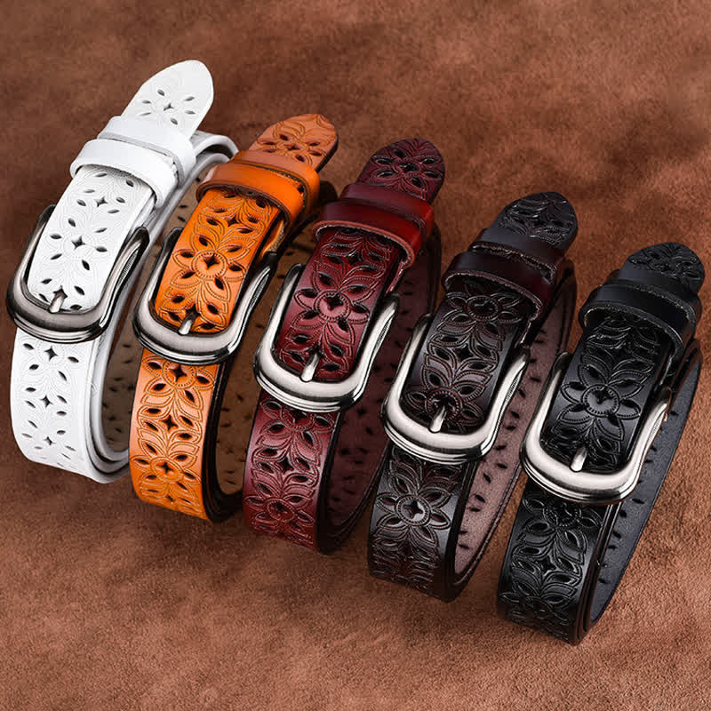 Ceinture en cuir ajourée pour femme, accessoire de mode exquis