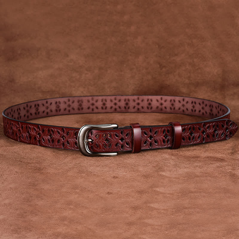Ceinture en cuir ajourée pour femme, accessoire de mode exquis