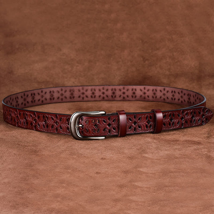 Ceinture en cuir ajourée pour femme, accessoire de mode exquis