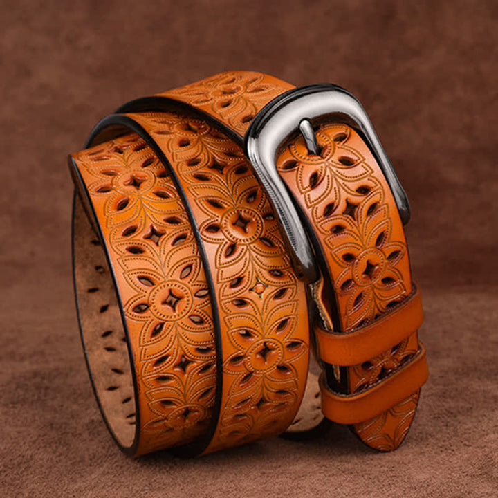 Ceinture en cuir ajourée pour femme, accessoire de mode exquis