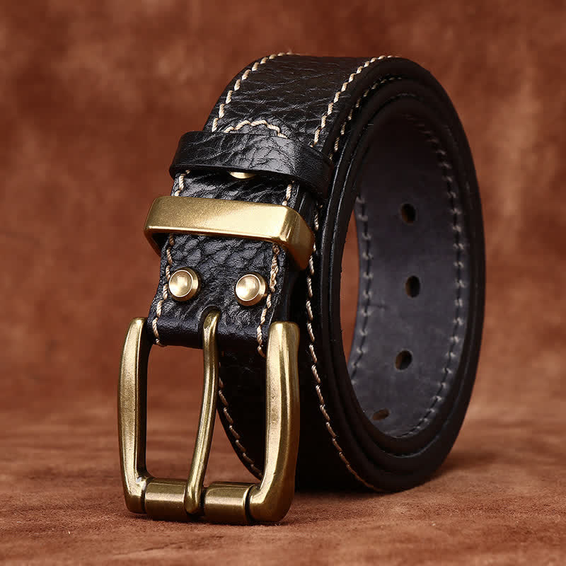 Ceinture en cuir robuste avec motif peau de bison rétro