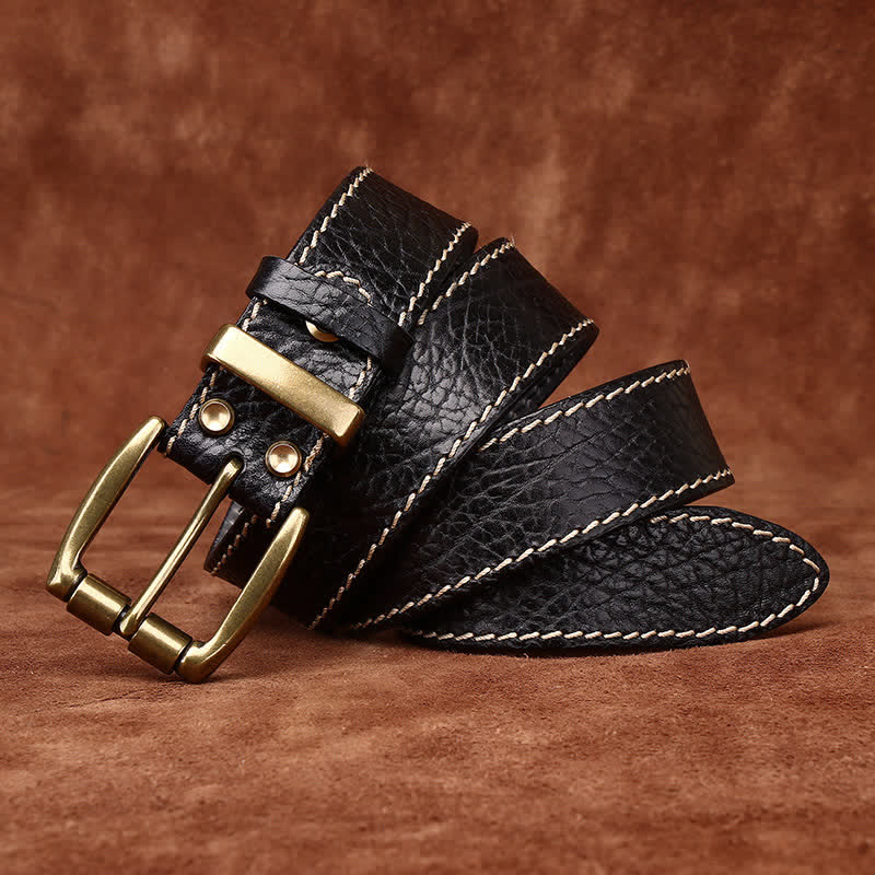Ceinture en cuir robuste avec motif peau de bison rétro