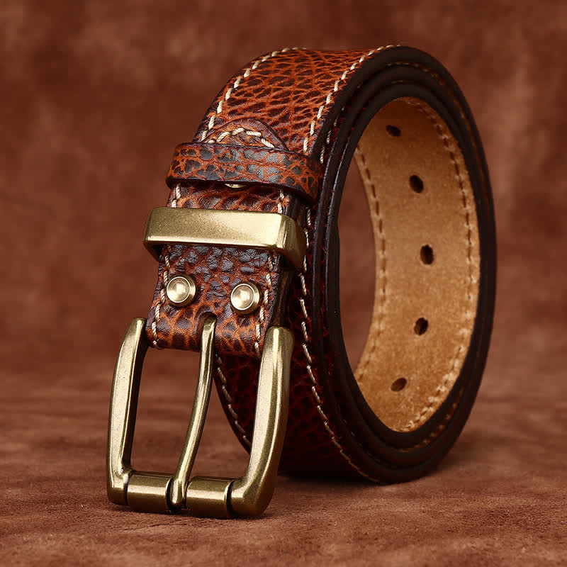 Ceinture en cuir robuste avec motif peau de bison rétro