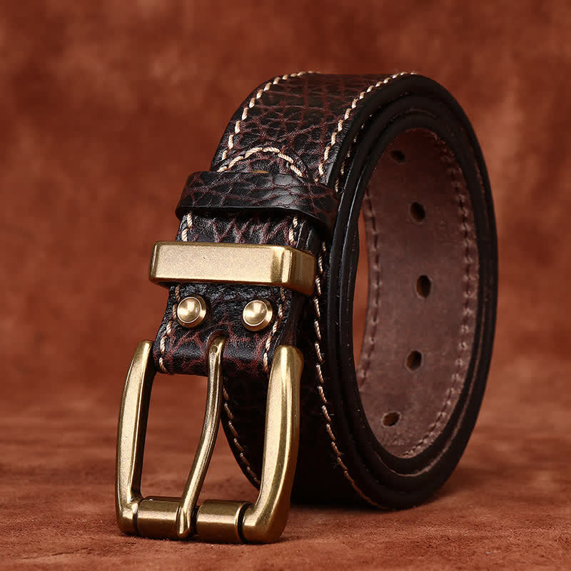 Ceinture en cuir robuste avec motif peau de bison rétro