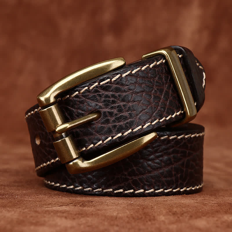 Ceinture en cuir robuste avec motif peau de bison rétro