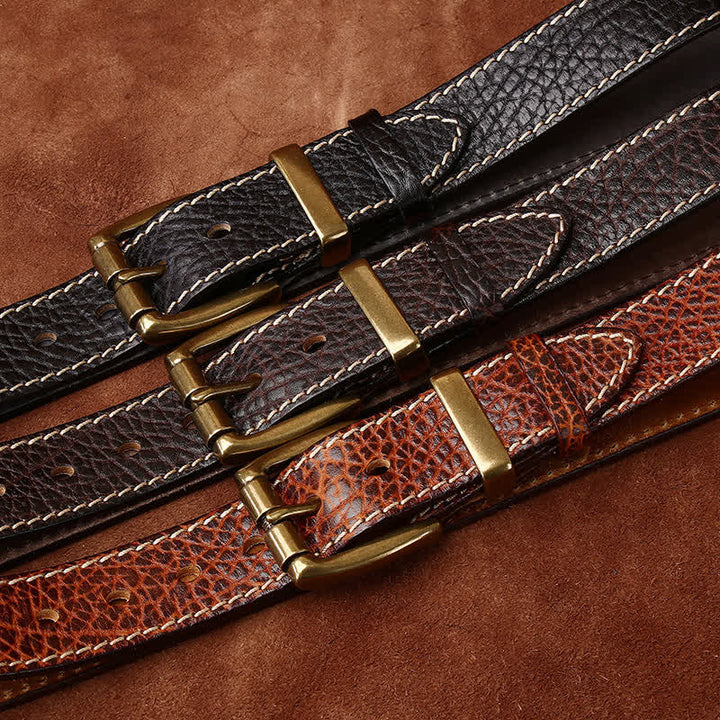Ceinture en cuir robuste avec motif peau de bison rétro