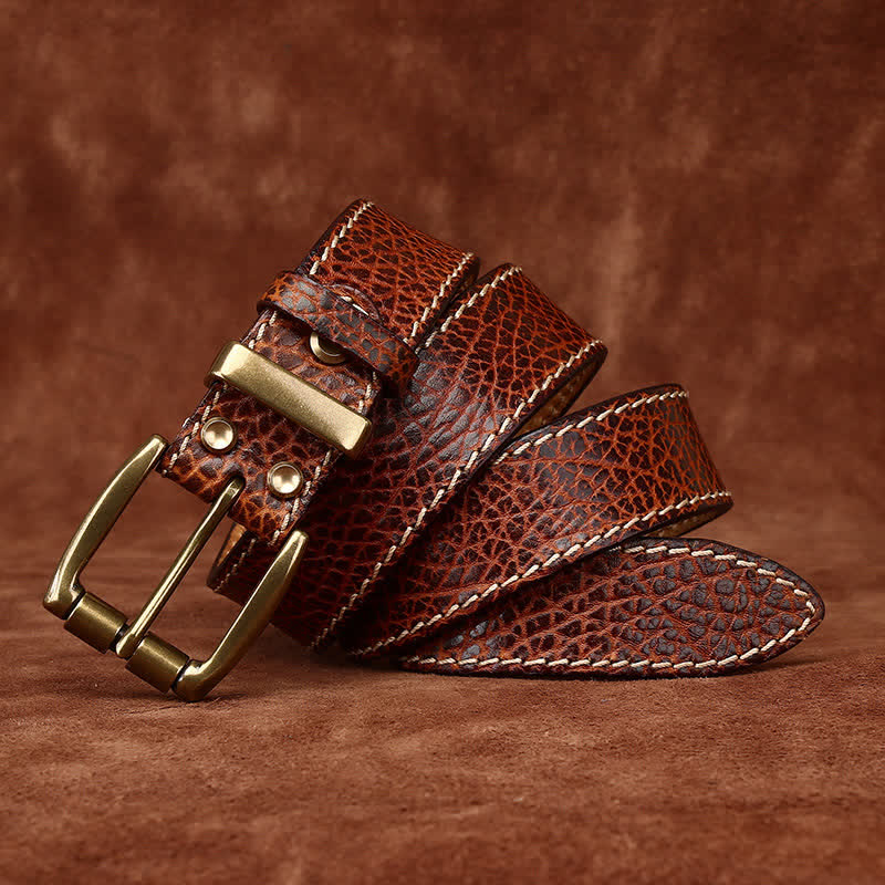 Ceinture en cuir robuste avec motif peau de bison rétro