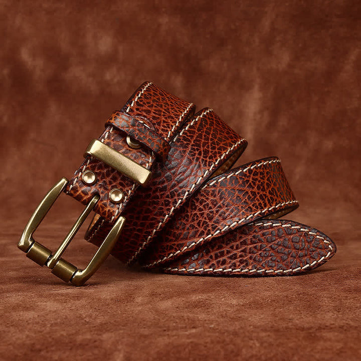 Ceinture en cuir robuste avec motif peau de bison rétro
