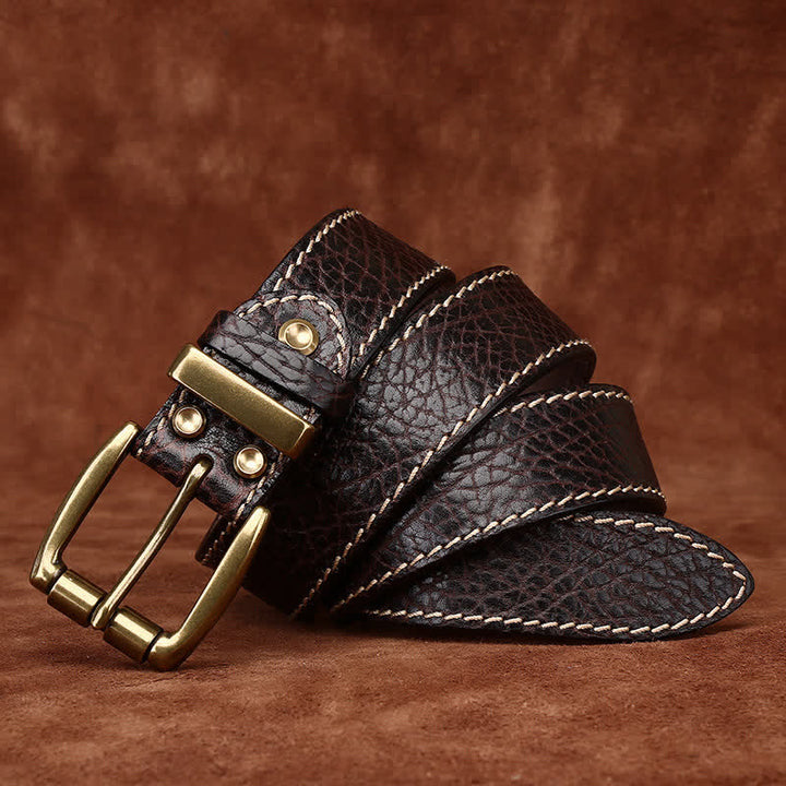 Ceinture en cuir robuste avec motif peau de bison rétro