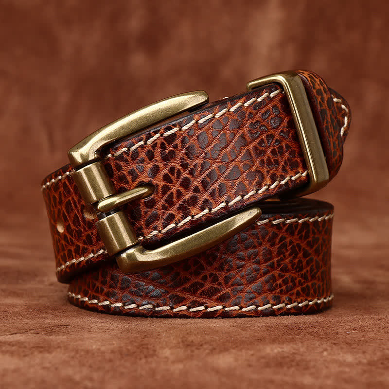 Ceinture en cuir robuste avec motif peau de bison rétro
