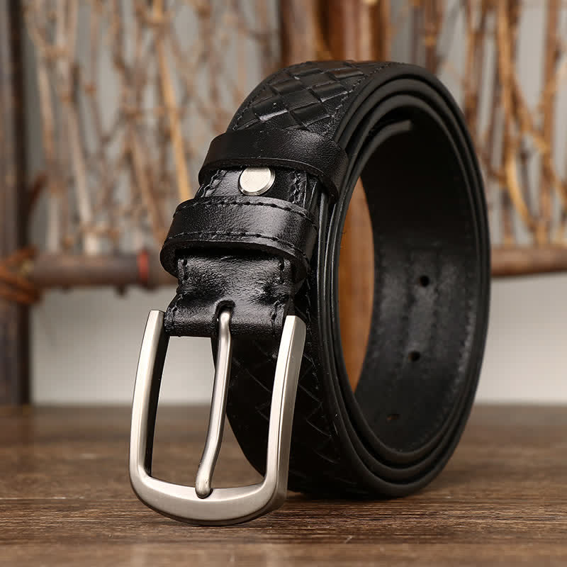 Ceinture en cuir de vachette tressée avec boucle en cuivre élégante