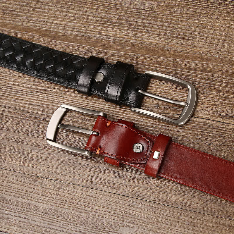 Ceinture en cuir de vachette tressée avec boucle en cuivre élégante