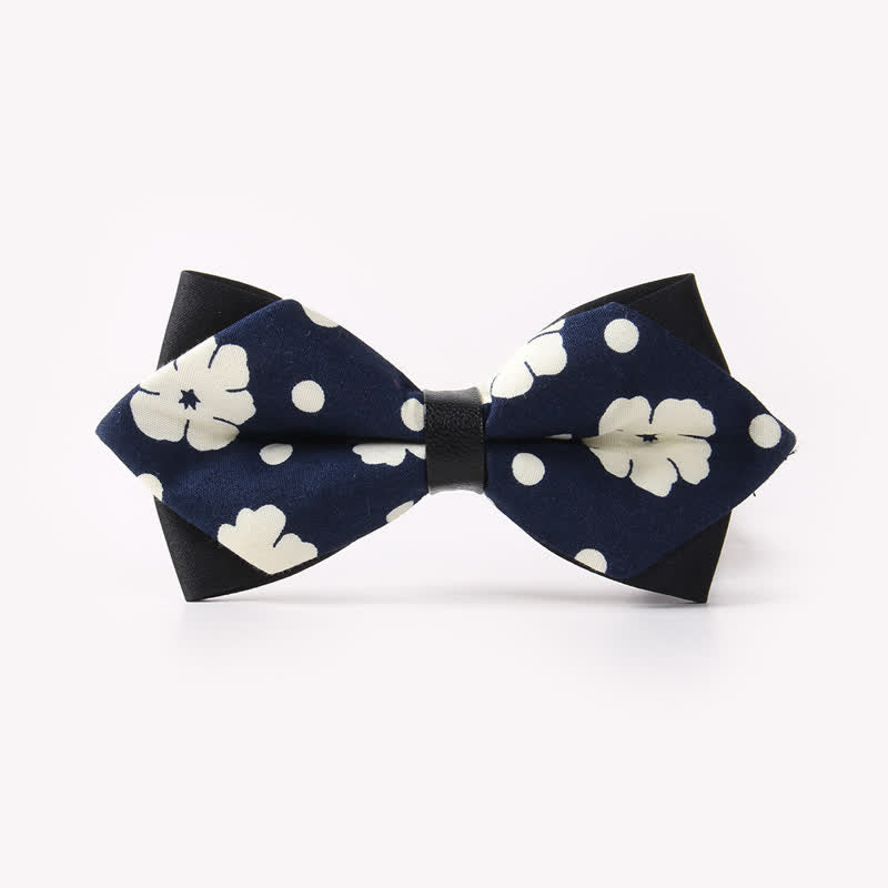 Nœud papillon pointu en coton à double épaisseur et motif floral pour homme - Style #7 - image 11
