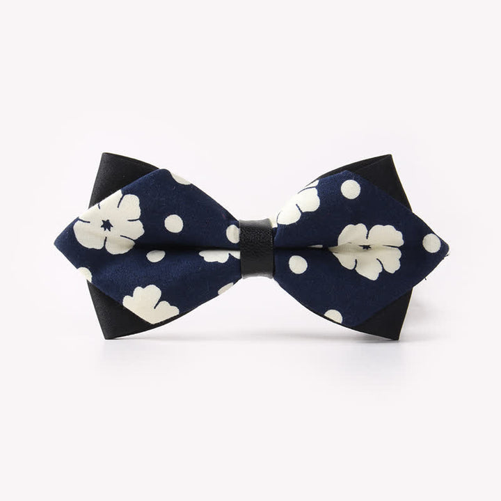 Nœud papillon pointu en coton à double épaisseur et motif floral pour homme - Style #7 - image 11