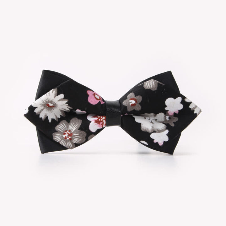 Nœud papillon pointu en coton à double épaisseur et motif floral pour homme - Style #23 - image 27