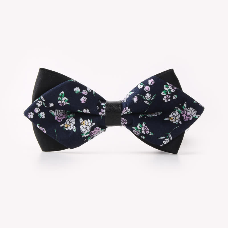 Nœud papillon pointu en coton à double épaisseur et motif floral pour homme - Style #26 - image 30
