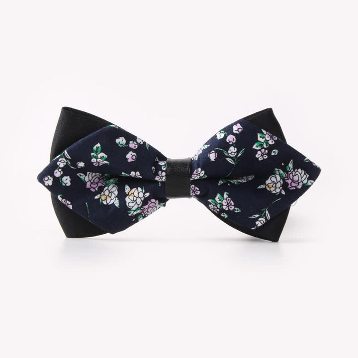 Nœud papillon pointu en coton à double épaisseur et motif floral pour homme - Style #26 - image 30