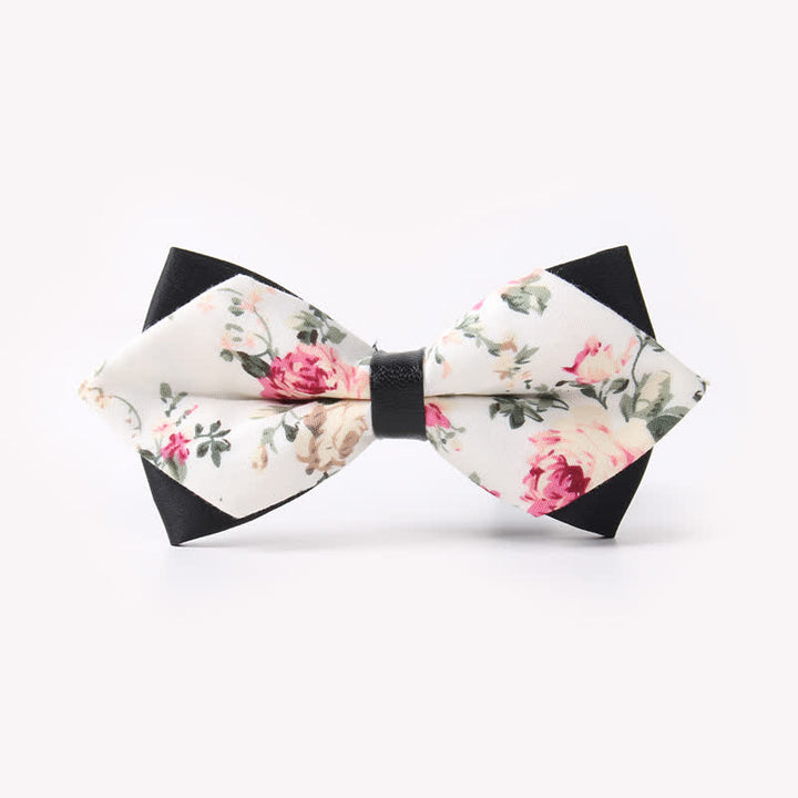 Nœud papillon pointu en coton à double épaisseur et motif floral pour homme - Style #29 - image 33