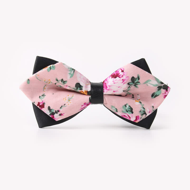 Nœud papillon pointu en coton à double épaisseur et motif floral pour homme - Style #30 - image 34