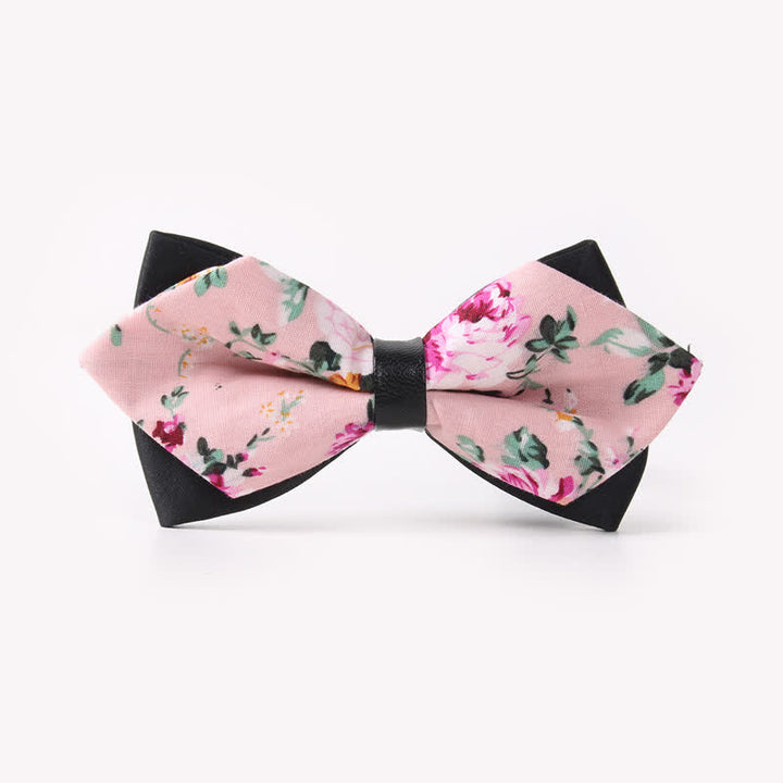 Nœud papillon pointu en coton à double épaisseur et motif floral pour homme - Style #30 - image 34