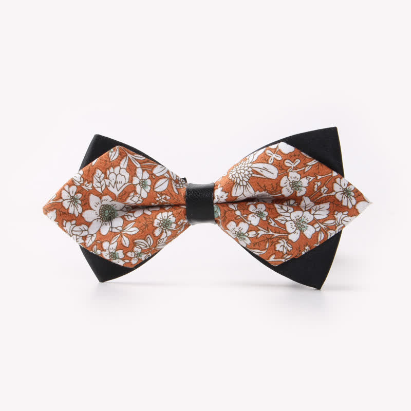 Nœud papillon pointu en coton à double épaisseur et motif floral pour homme - Style #14 - image 18