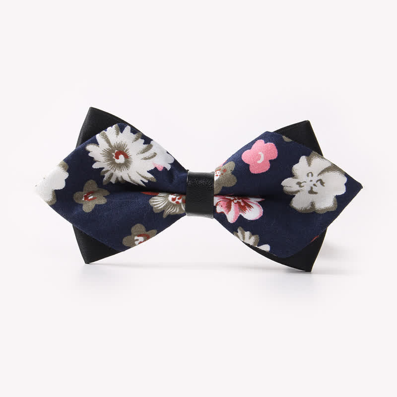 Nœud papillon pointu en coton à double épaisseur et motif floral pour homme - Style #4 - image 8