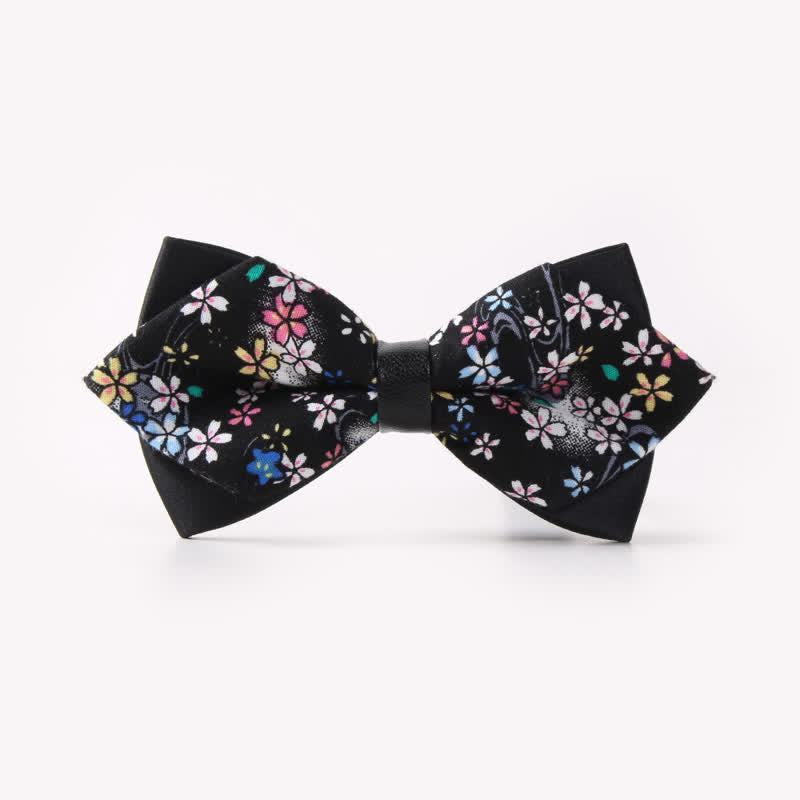 Nœud papillon pointu en coton à double épaisseur et motif floral pour homme - Style #10 - image 14