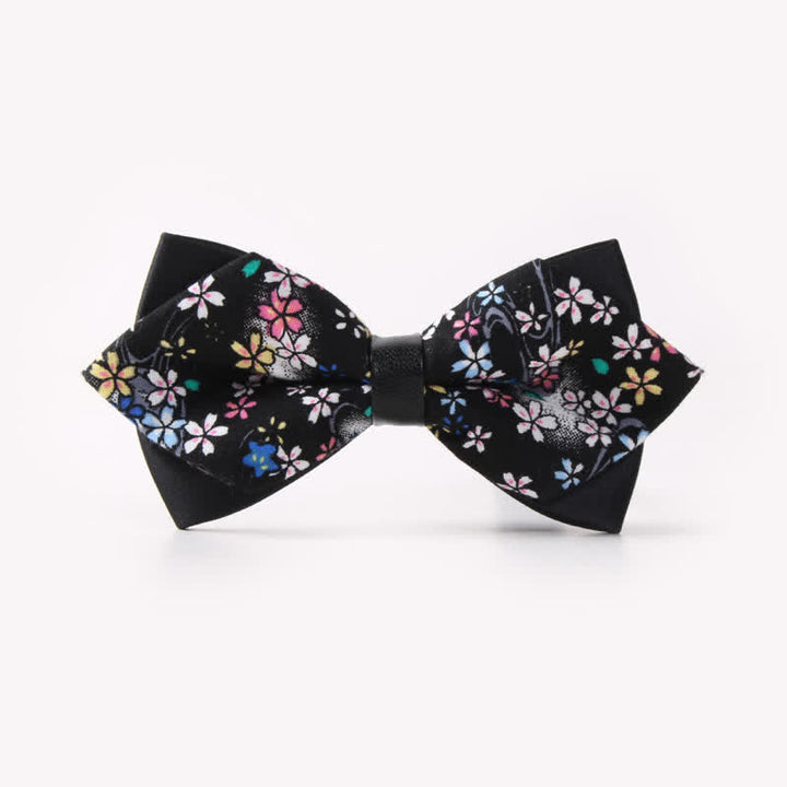 Nœud papillon pointu en coton à double épaisseur et motif floral pour homme - Style #10 - image 14