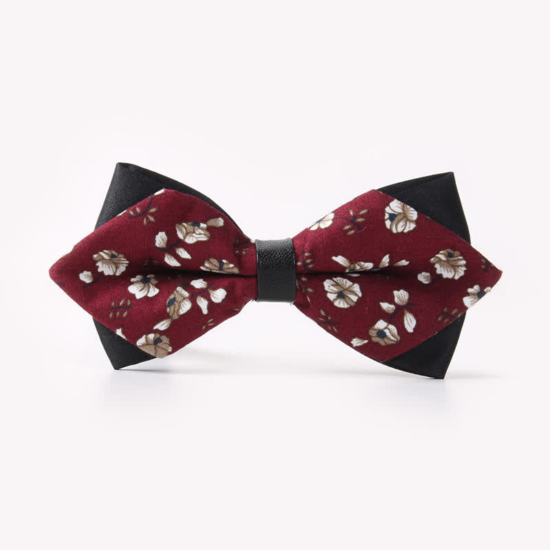 Nœud papillon pointu en coton à double épaisseur et motif floral pour homme - Style #2 - image 6