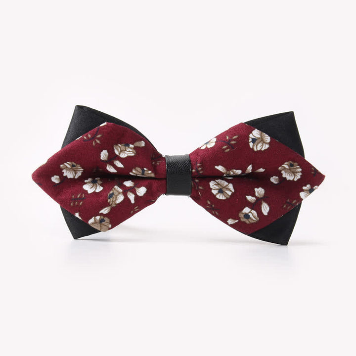 Nœud papillon pointu en coton à double épaisseur et motif floral pour homme - Style #2 - image 6