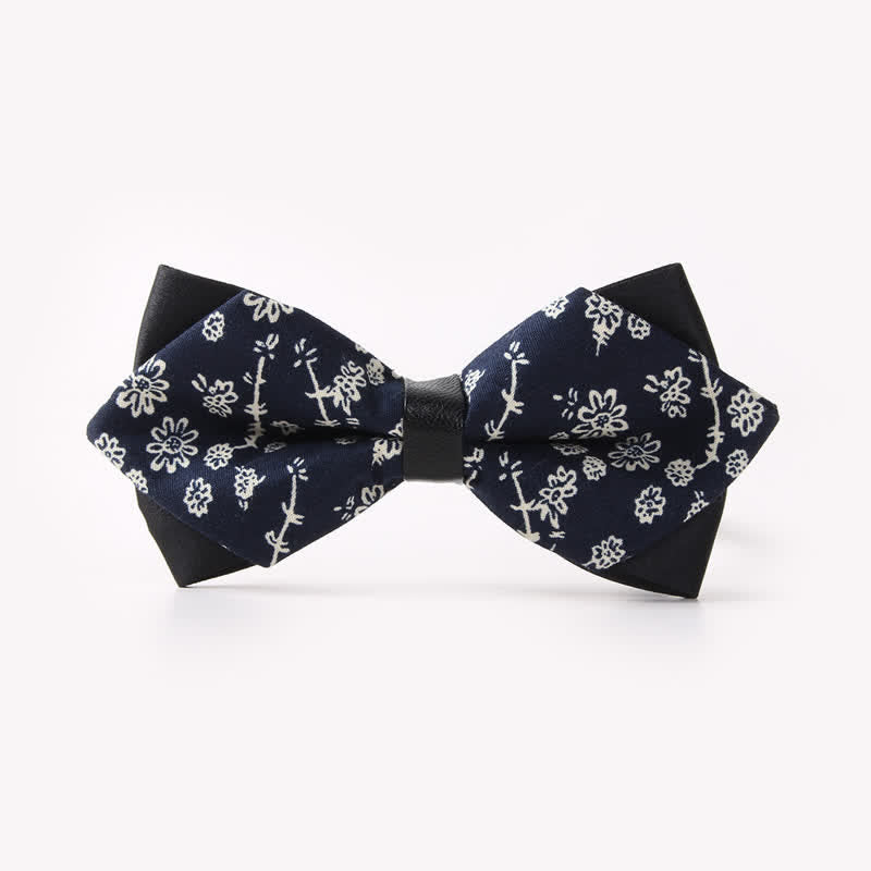 Nœud papillon pointu en coton à double épaisseur et motif floral pour homme - Style #6 - image 10