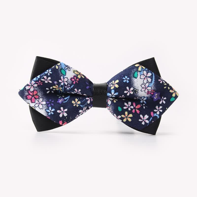 Nœud papillon pointu en coton à double épaisseur et motif floral pour homme - Style #9 - image 13