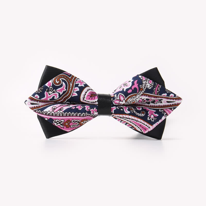 Nœud papillon pointu en coton à double épaisseur et motif floral pour homme - Style #3 - image 7