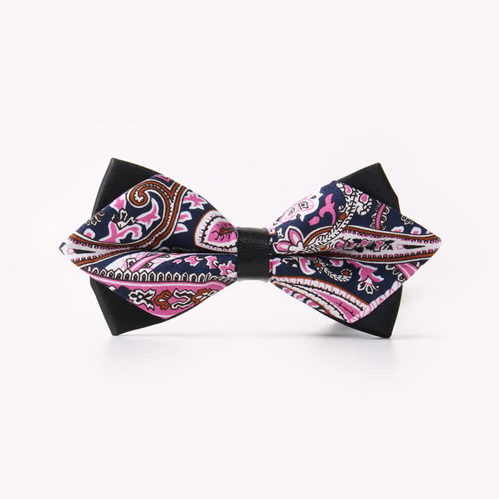 Nœud papillon pointu en coton à double épaisseur et motif floral pour homme - Style #3 - image 7