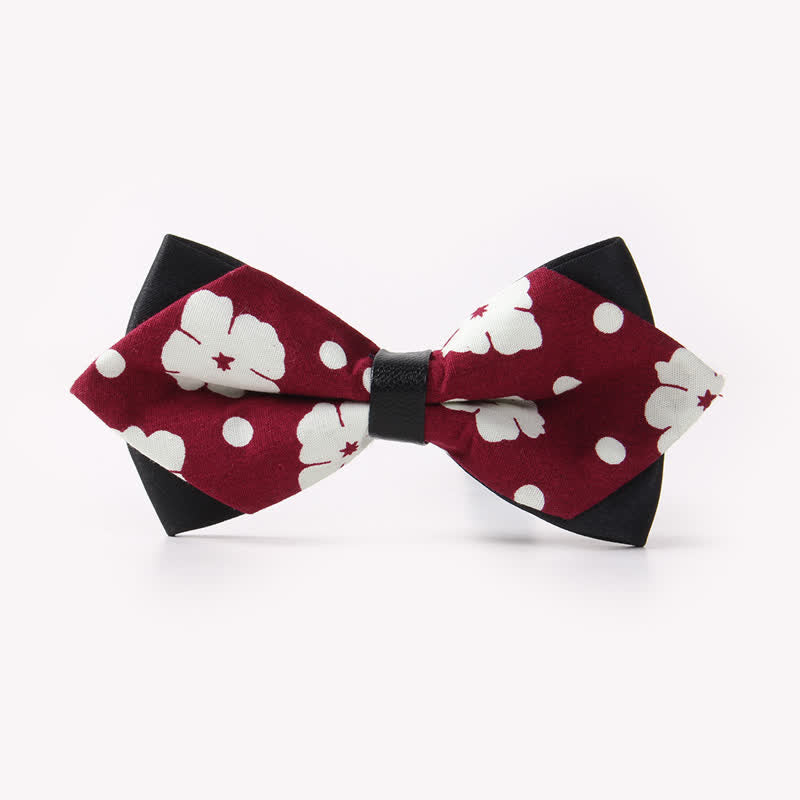 Nœud papillon pointu en coton à double épaisseur et motif floral pour homme - Style #8 - image 12