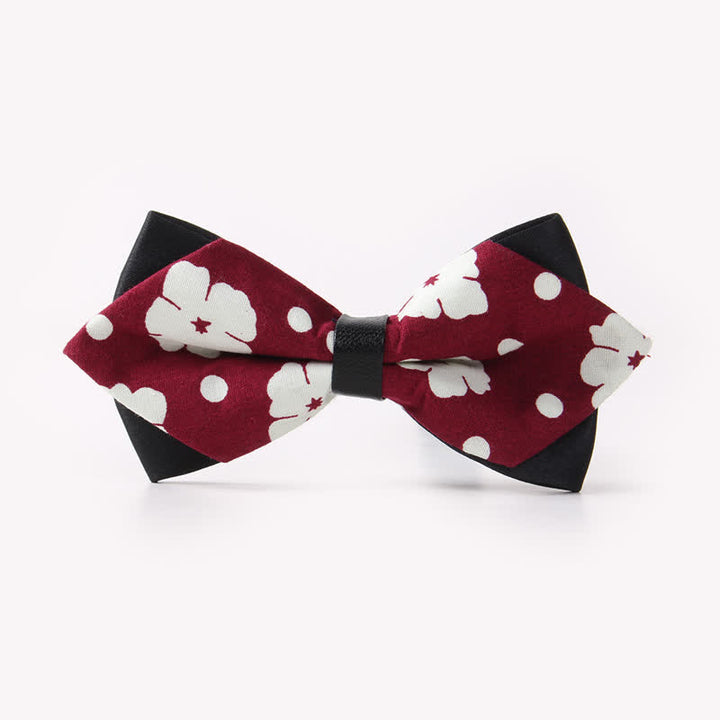 Nœud papillon pointu en coton à double épaisseur et motif floral pour homme - Style #8 - image 12