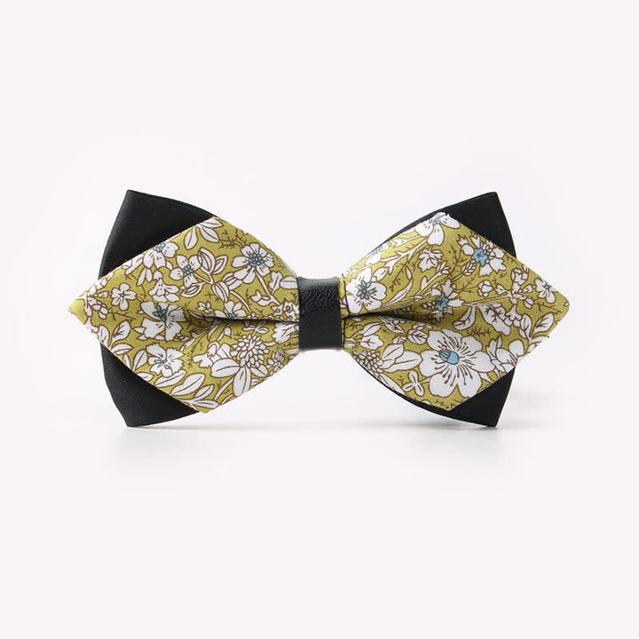 Nœud papillon pointu en coton à double épaisseur et motif floral pour homme - Style #12 - image 16