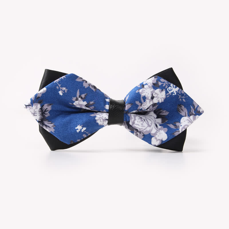Nœud papillon pointu en coton à double épaisseur et motif floral pour homme - Style #13 - image 17