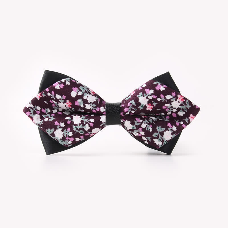 Nœud papillon pointu en coton à double épaisseur et motif floral pour homme - Style #5 - image 9