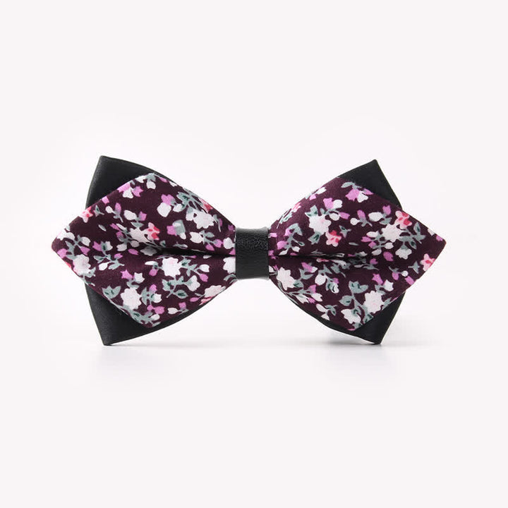 Nœud papillon pointu en coton à double épaisseur et motif floral pour homme - Style #5 - image 9