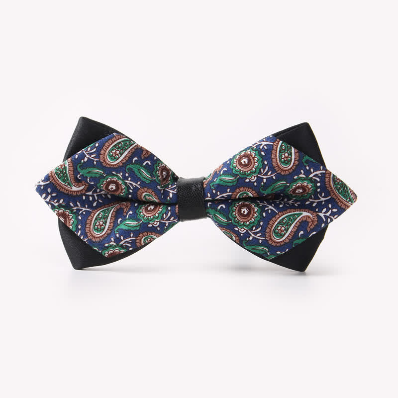 Nœud papillon pointu en coton à double épaisseur et motif floral pour homme - Style #19 - image 23