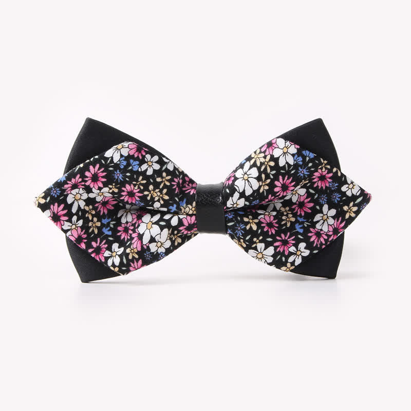 Nœud papillon pointu en coton à double épaisseur et motif floral pour homme - Style #21 - image 25