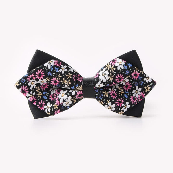 Nœud papillon pointu en coton à double épaisseur et motif floral pour homme - Style #21 - image 25