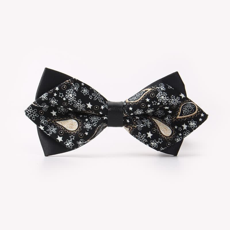 Nœud papillon pointu en coton à double épaisseur et motif floral pour homme - Style #25 - image 29