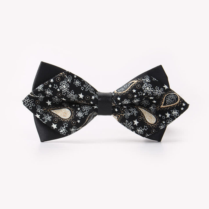 Nœud papillon pointu en coton à double épaisseur et motif floral pour homme - Style #25 - image 29