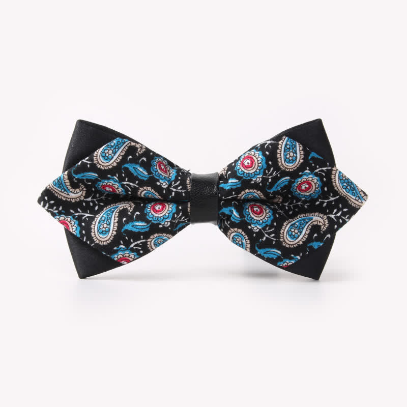 Nœud papillon pointu en coton à double épaisseur et motif floral pour homme - Style #20 - image 24