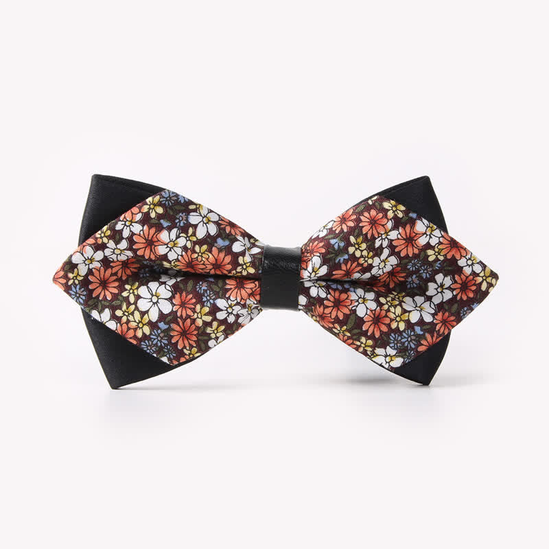 Nœud papillon pointu en coton à double épaisseur et motif floral pour homme - Style #22 - image 26