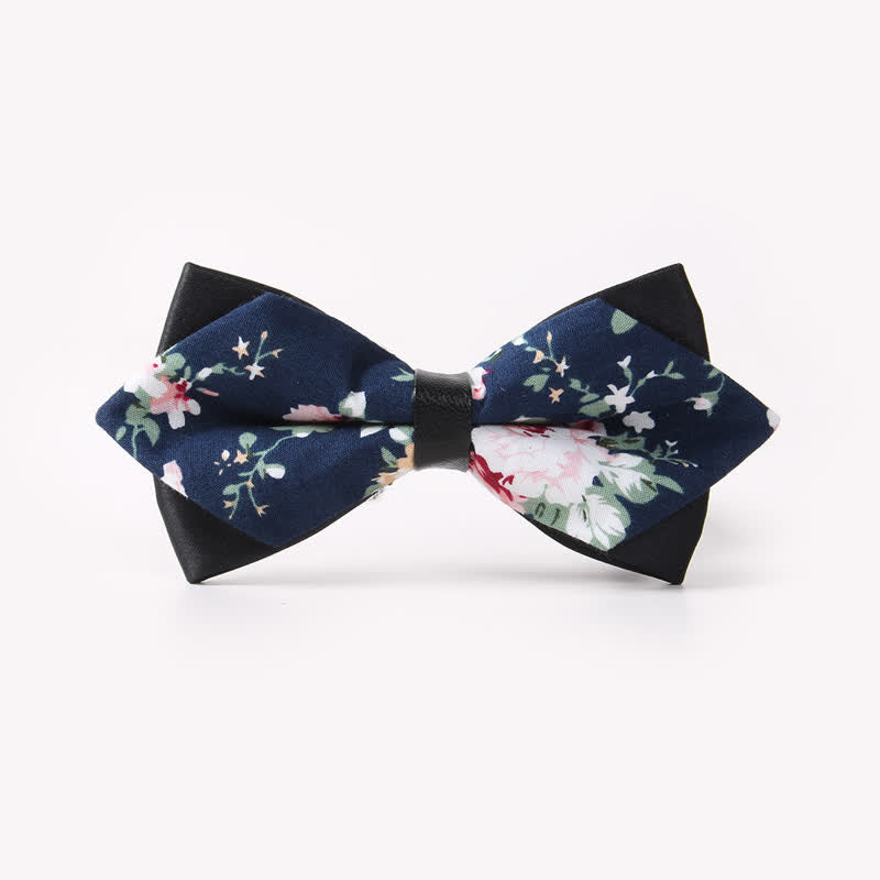 Nœud papillon pointu en coton à double épaisseur et motif floral pour homme - Style #28 - image 32